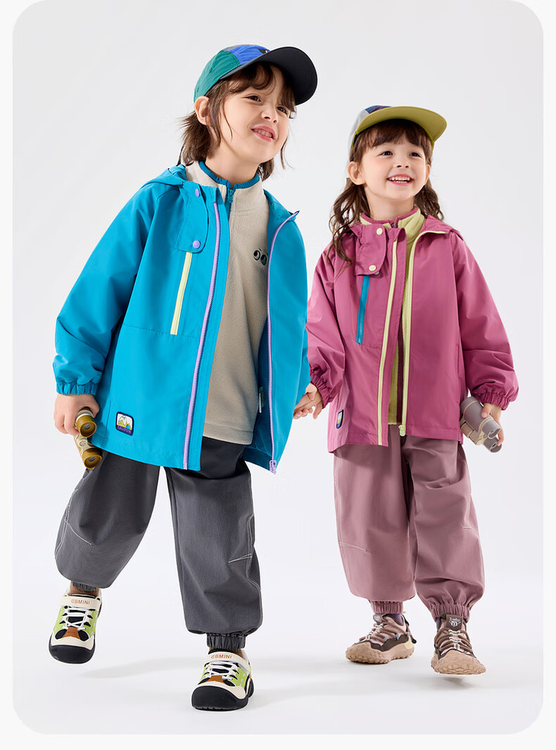 Dudu Kids [Three-Proof Softshell] Baby Three-Way Wear Autumn Boys' Outdoor Jacket Autumn Girls' Top Children's Fashion Pink 100 20