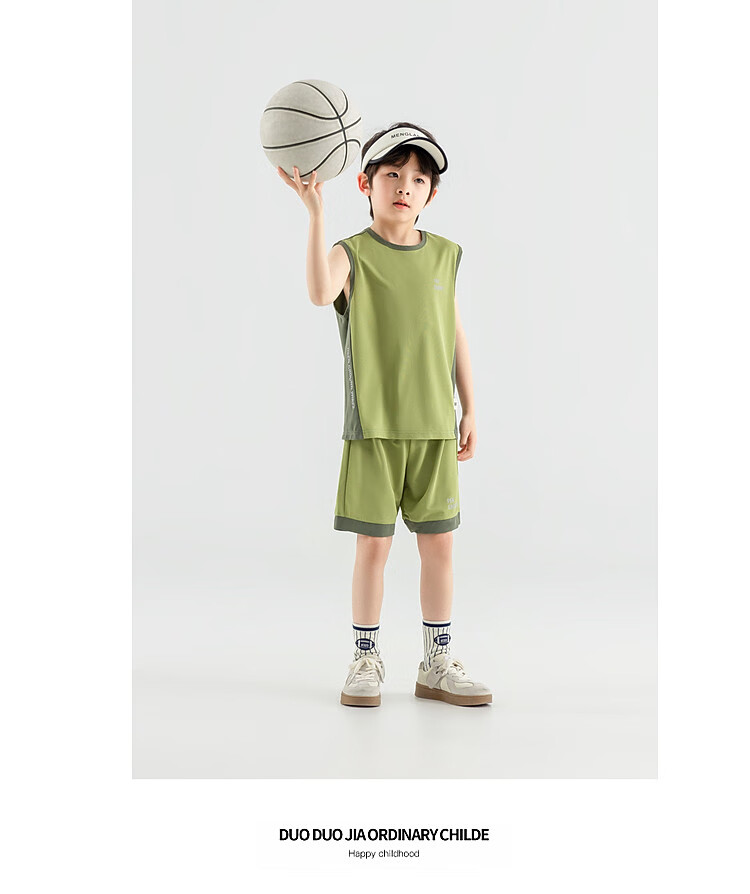 Duoduojia [Smooth And Skin-Friendly] Boys' Running Sports Set, Summer Fitness Training Children's Vest Shorts, Breathable Two-Piece 19