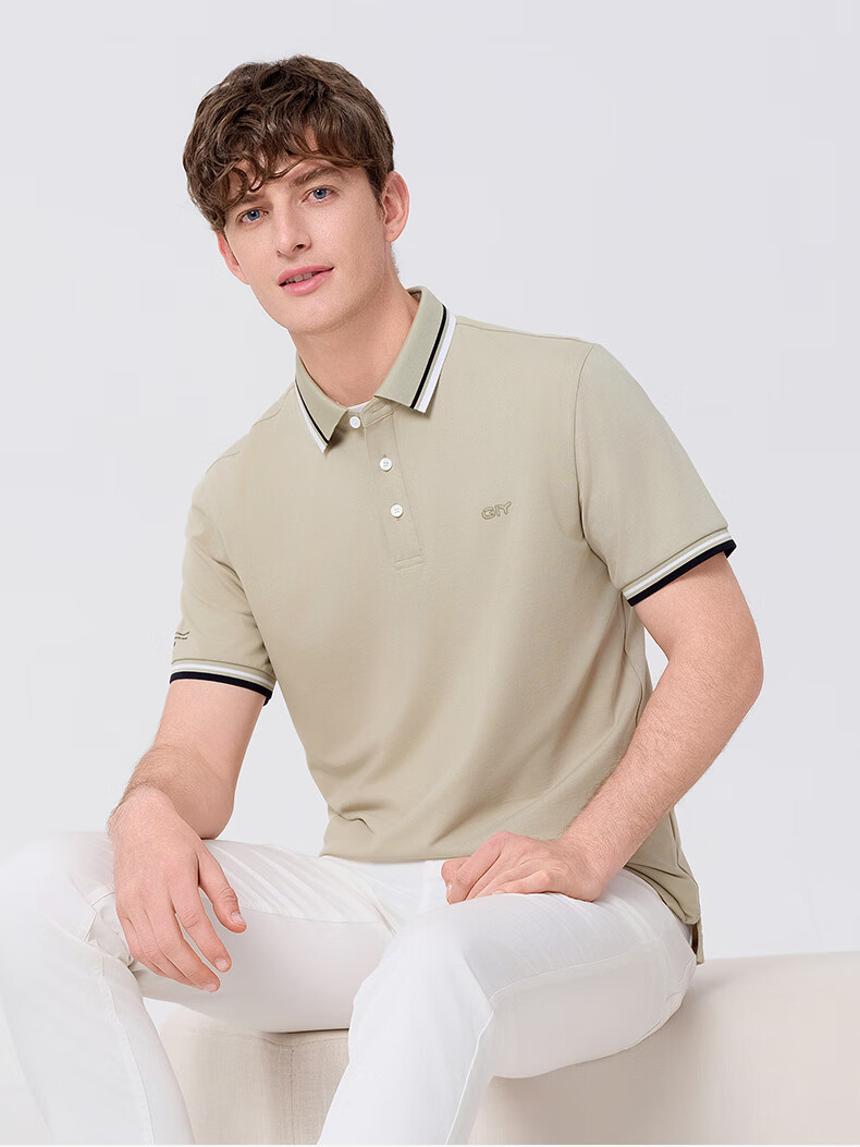 Goldlion GY [Cool Touch] Men's Polo Shirt, Short Sleeve, Summer New Style, Casual Versatile Collared T-Shirt, White, XL 10