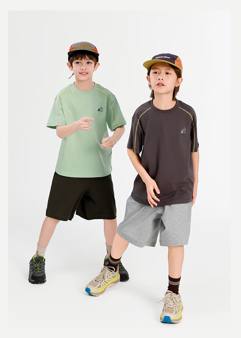 BANDOCIN Boys' Summer Short-Sleeve T-Shirt, 2026 New Style for Older Children, Sports Quick-Dry Top, Twilight Purple-Gray, Size 120 11