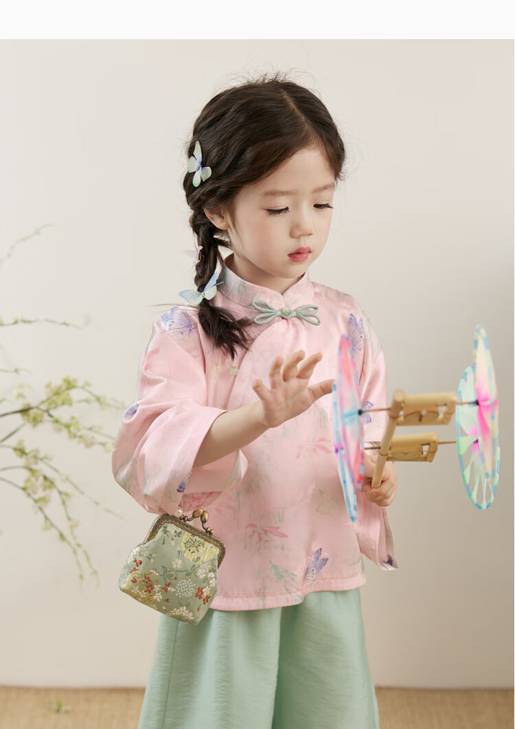 LUSON Little O Baby Girl, New Chinese-Style Outfit for Girls, Autumn 2025 Chen Da Zhu Children's National Style Two-Piece Set 8
