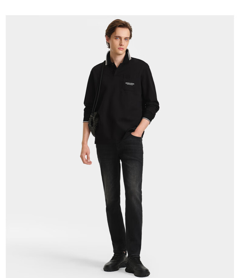 Biyinlefen [Cotton Texture] 2025 Autumn New Casual Versatile Commuter Dry Collar Long Sleeve Polo Shirt for Men 7