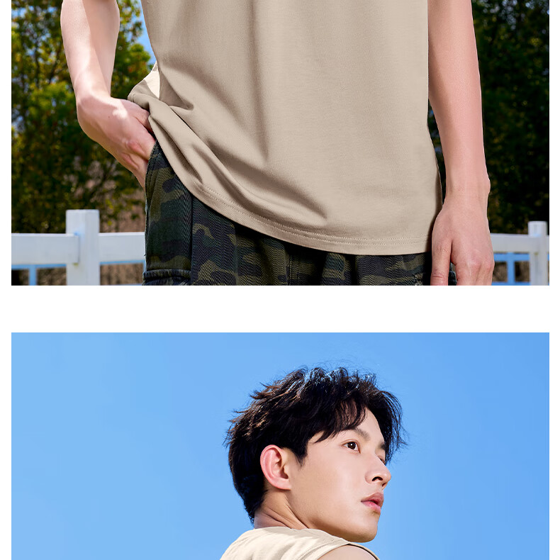 MINISO Men's Summer New Youth American Casual Vest Sports Pure Cotton Sleeveless T-Shirt Light Gray L 24