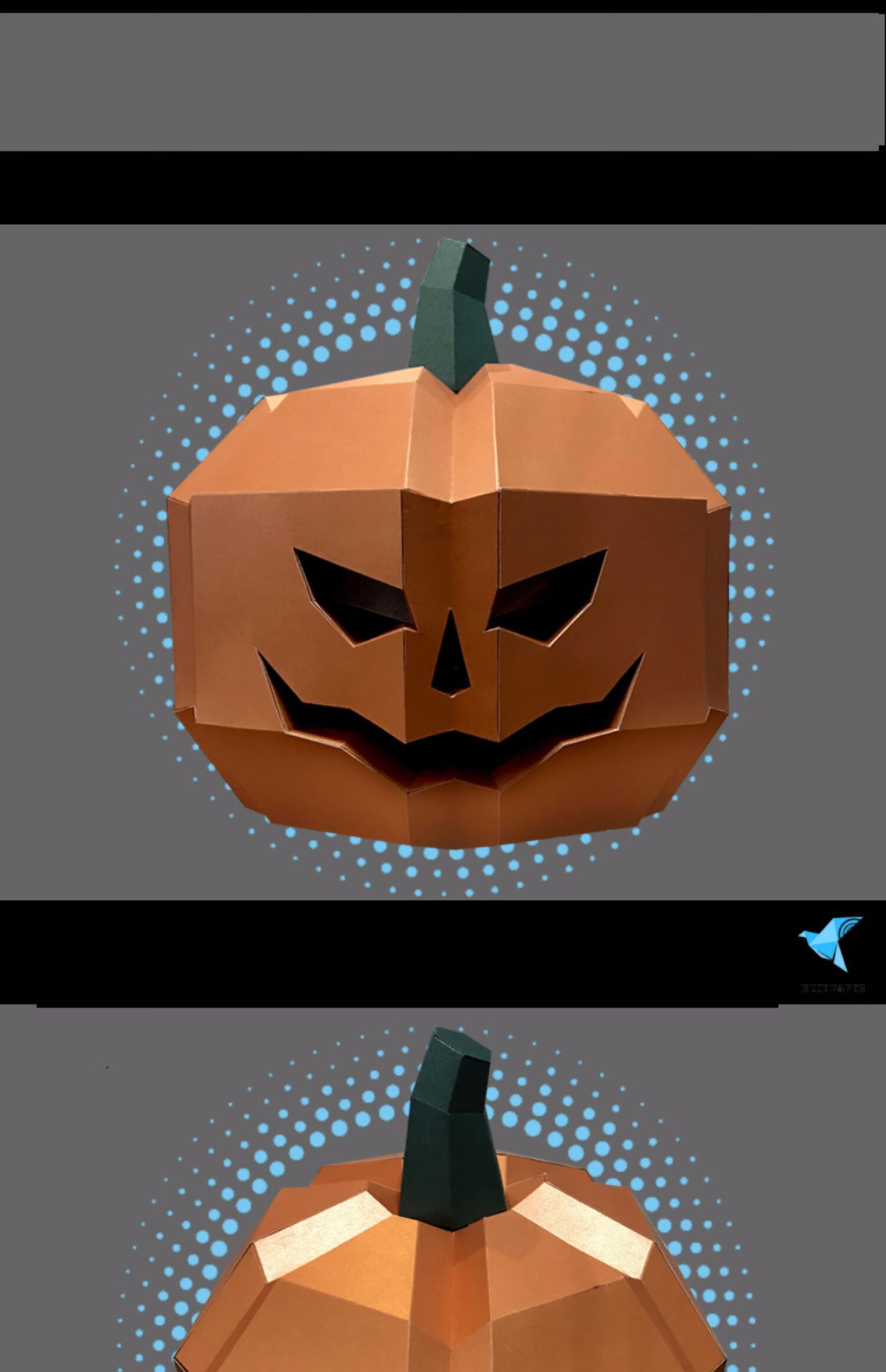 新思力 万圣节发光南瓜头面具万圣节发光南瓜灯笼面具折纸男女儿童