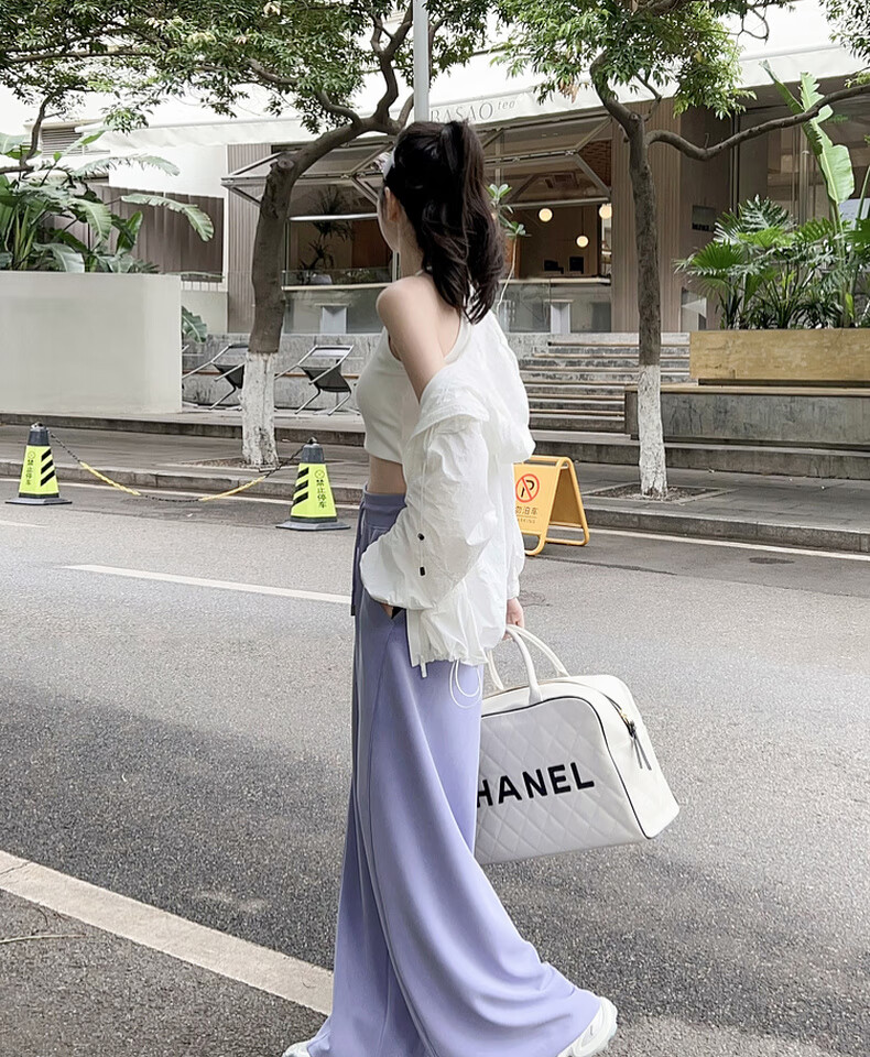 MEIYANG Streamlined Casual Pants, Summer Cool Pants with Sand-Washed Straight Leg, Purple Extended Version, XL 7
