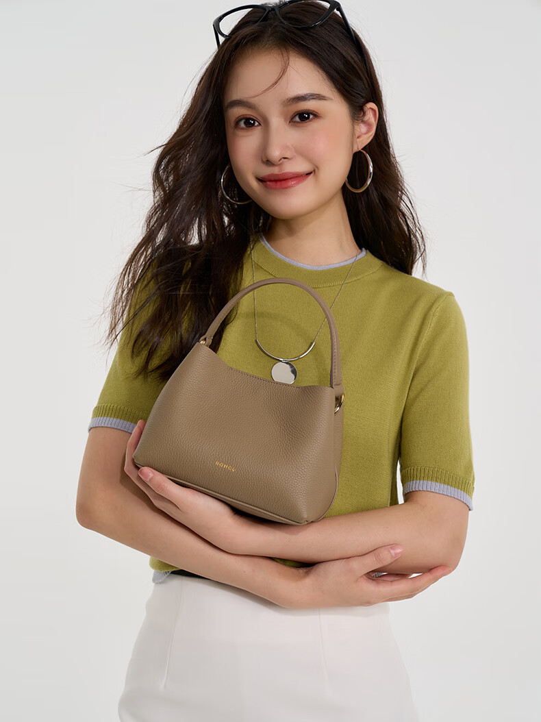 HONGU Women's Handbag, High-Quality Cowhide Leather Shoulder Tote Crossbody Bucket Bag, Ladies' Purse, Birthday Gift for Girlfriend 3