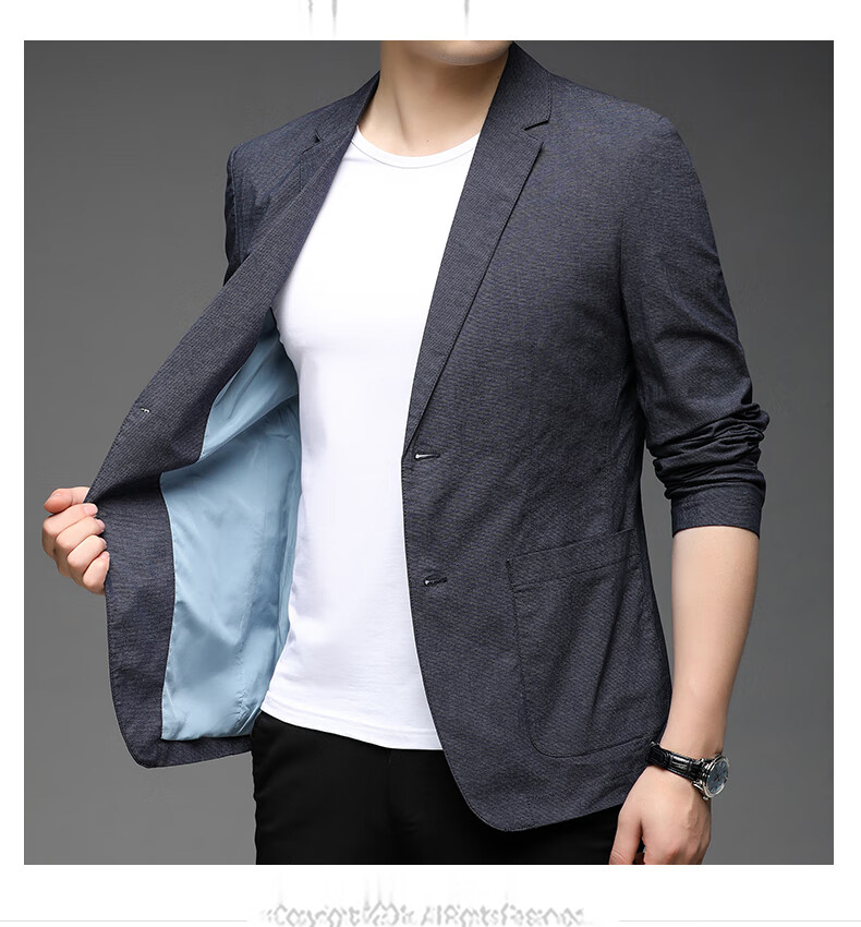 ROMON Men's Casual Blazer Regular Fit Spring Autumn Youth Korean Style Solid Color Suit Jacket 8