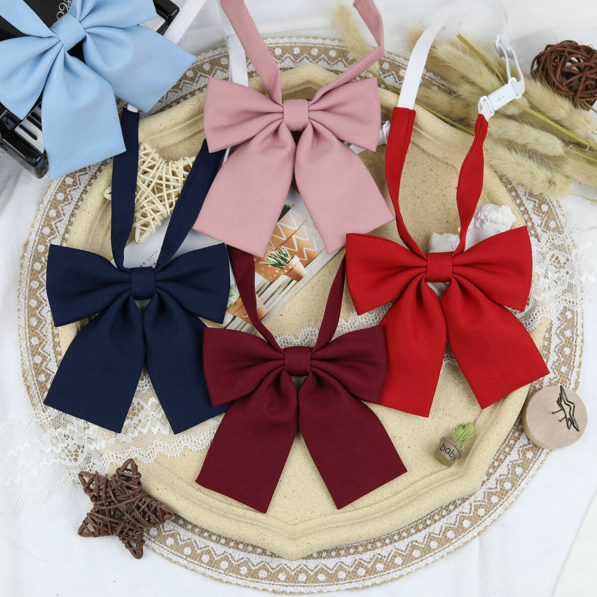 mr新品jk制服领结羽根绀色赤色纯色日系斜角学生巨羽根领花水手服小物