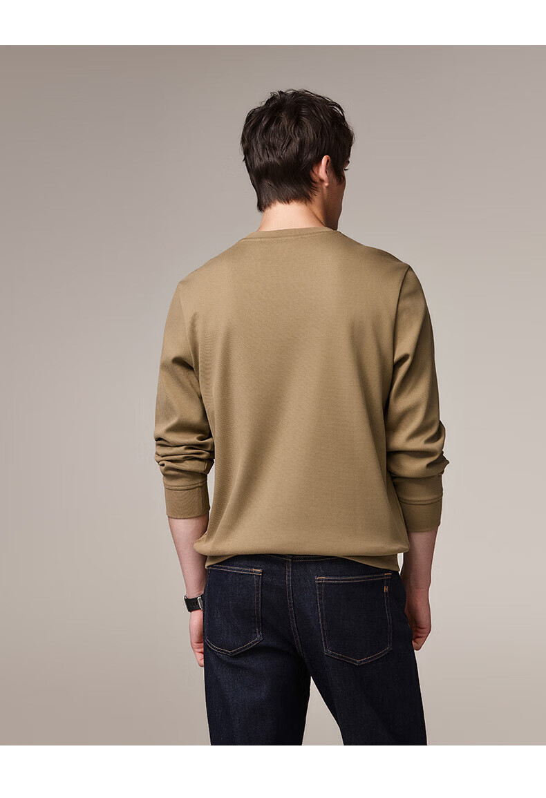 HAZZYS Men's Long-Sleeve Clothing, Casual Men's Top, Round Neck Sweatshirt for Men, ABTZE0CCF02, Camel Color, Size M 8