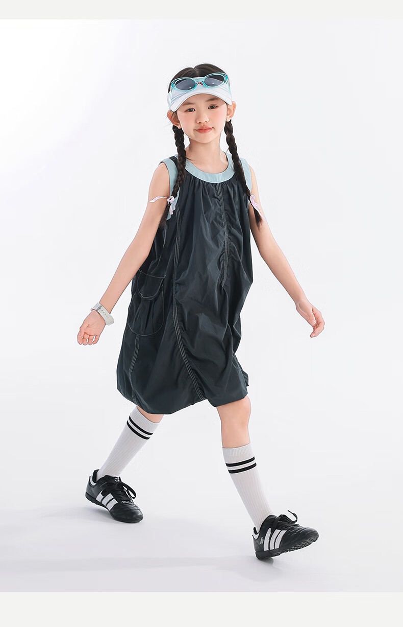 BANDOCIN Girls' Summer Pleated Dress, Lightweight And Breathable, for Older Children, 2026 New Style, Cloud Purple, Size 130 15