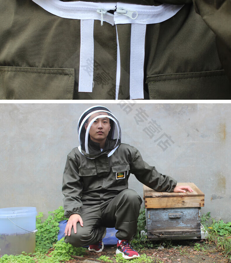 蜜蜂防护服透气太空帽防蜂帽养蜂加厚防蜂衣连体防蜂服全套 常规款