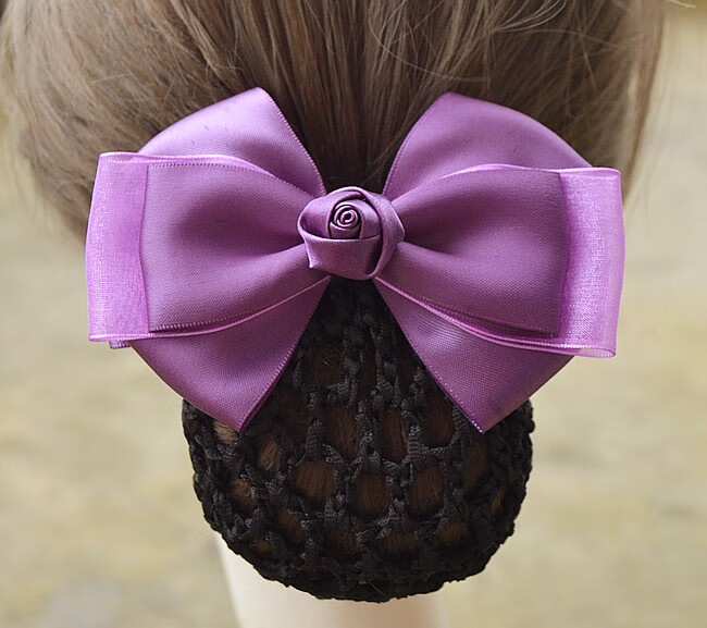 蝴蝶结头饰工作头花护士头花银行头花韩国酒店空姐 酒红纱珍珠