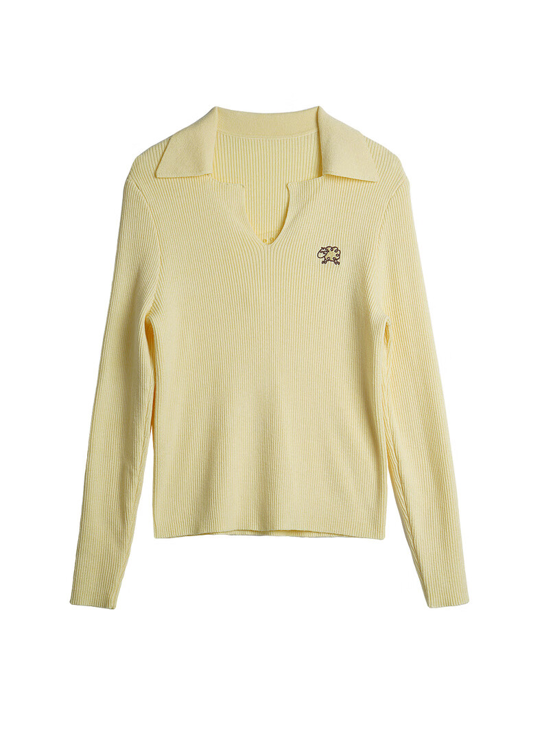 Oulain Commuter Collar Knit Pullover Sweater for Women, Autumn New Style, Versatile Slimming Top, Yellow, XL 13