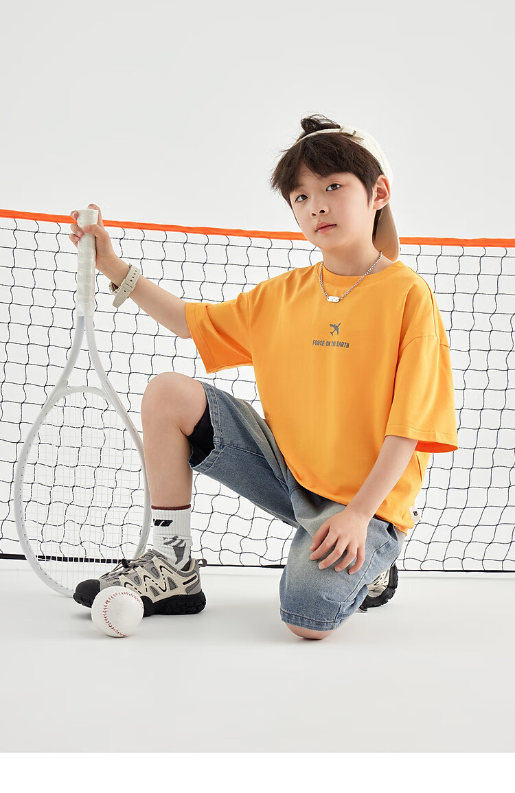 Duoduo Home [Earth Print] Boys' Short Sleeve 2026 Summer Comfortable Cool Loose Fit Casual T-Shirt for Kids 15