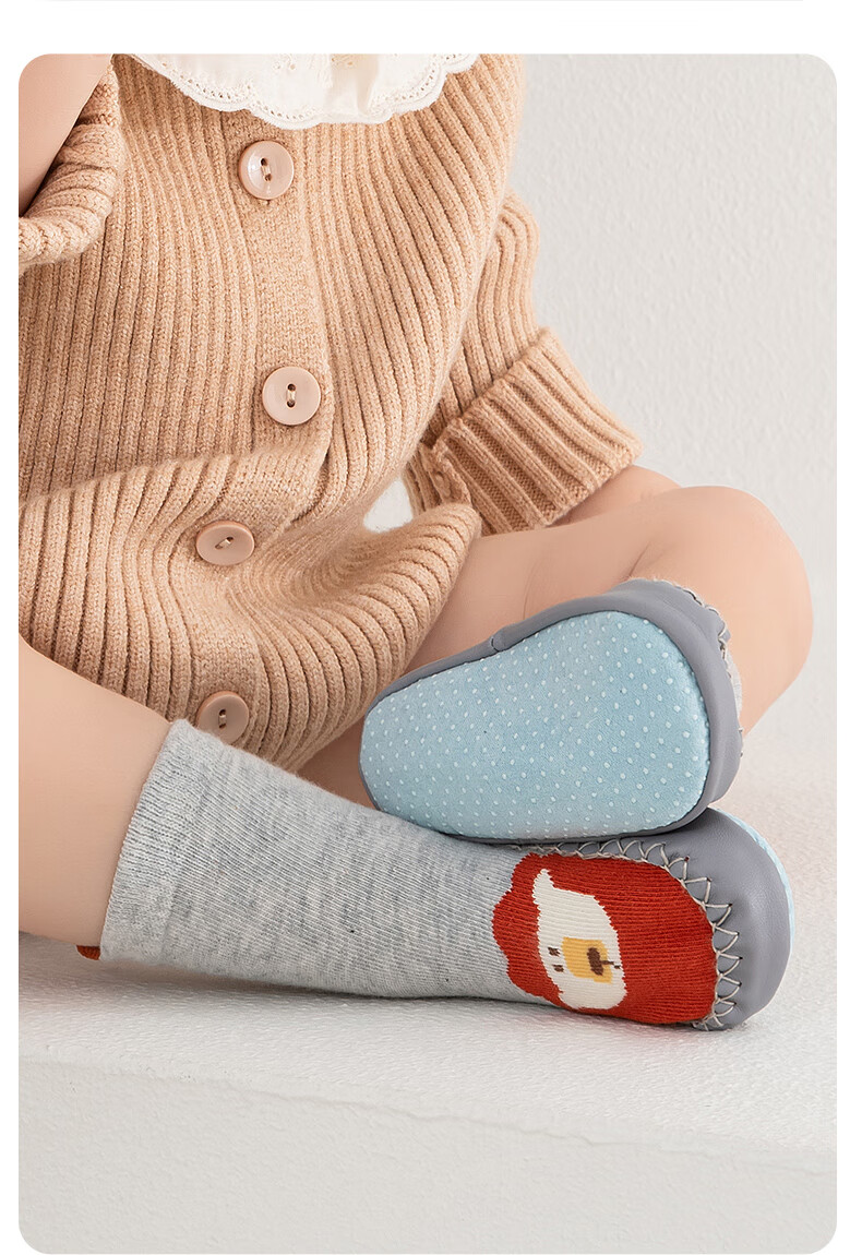 Shubeiyi Baby Socks for Spring And Autumn, Infant Floor Socks, Foot Covers, New Year Children's Walking Socks, Non-Slip And Cold-Proof Socks, Blue, 1-2 Years Old 9