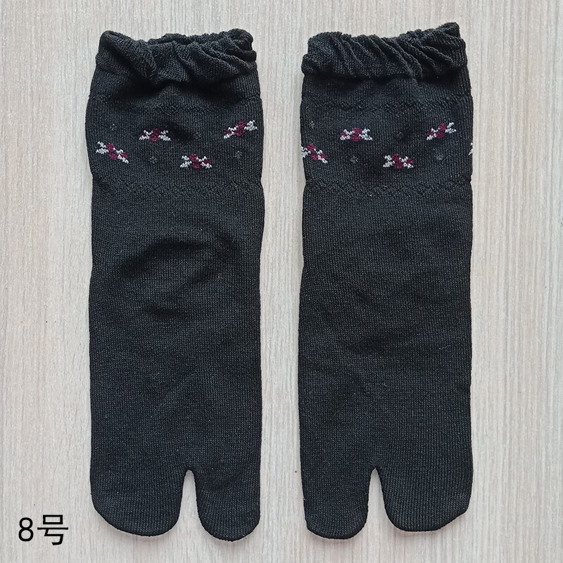 日式中筒松口二趾袜两指分夹脚足袋木屐猪蹄女士提花吸湿袜子 6号款