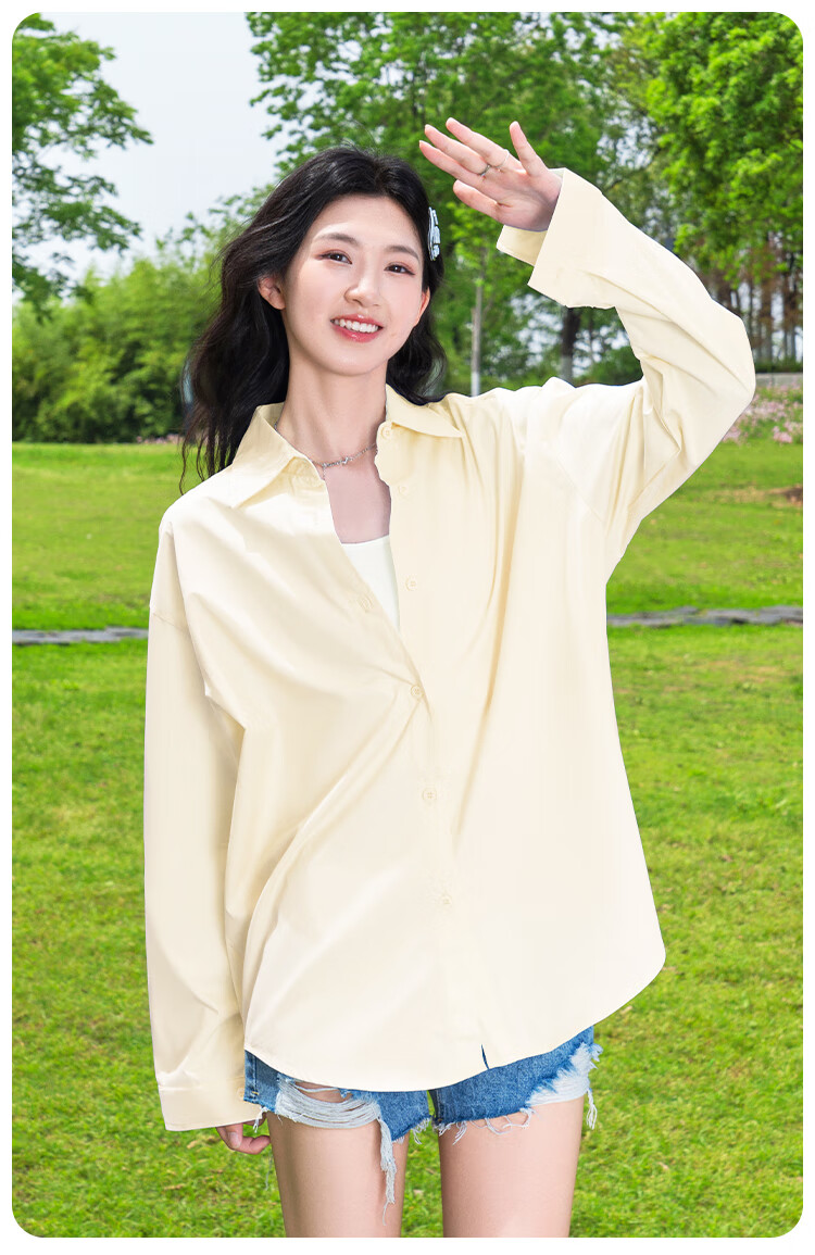 Baleno Women's Pure Cotton Long Sleeve Shirt 2026 New Loose Casual Blouse High-End Commuter Thin Jacket 11