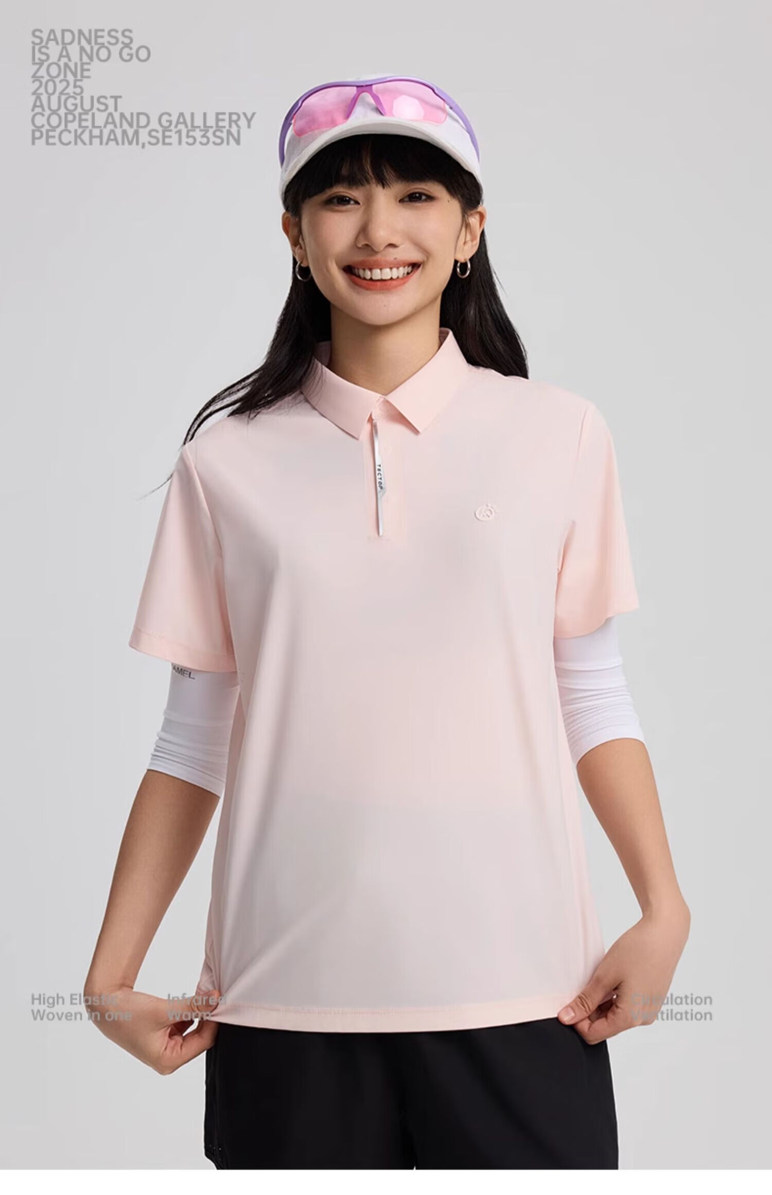 TECTOP Women's Dawn Gray Quick-Dry Short Sleeve Polo Shirt Summer Sun Protection Ice Silk Cooling S 27