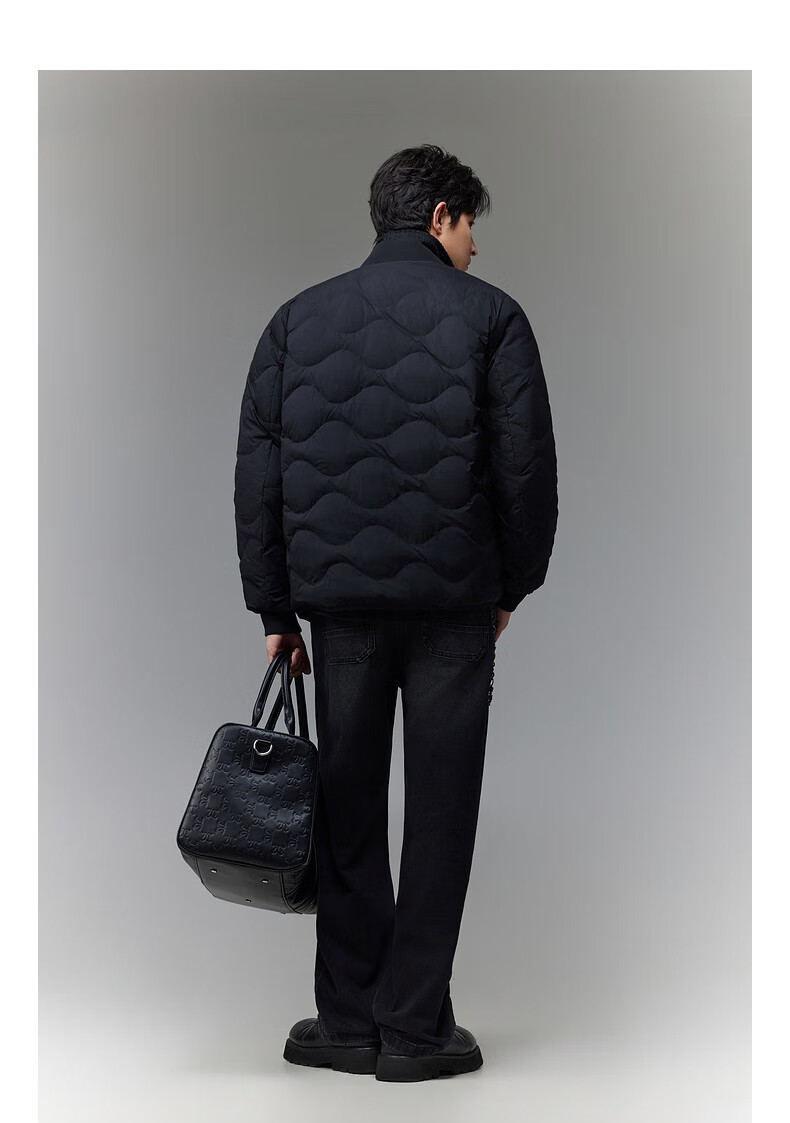 CABBEEN Micro-Crinkle Fabric Men's Down Jacket Ultra-Soft Ultra-Lightweight Baseball Collar Comfortable Casual Winter Down Coat 9