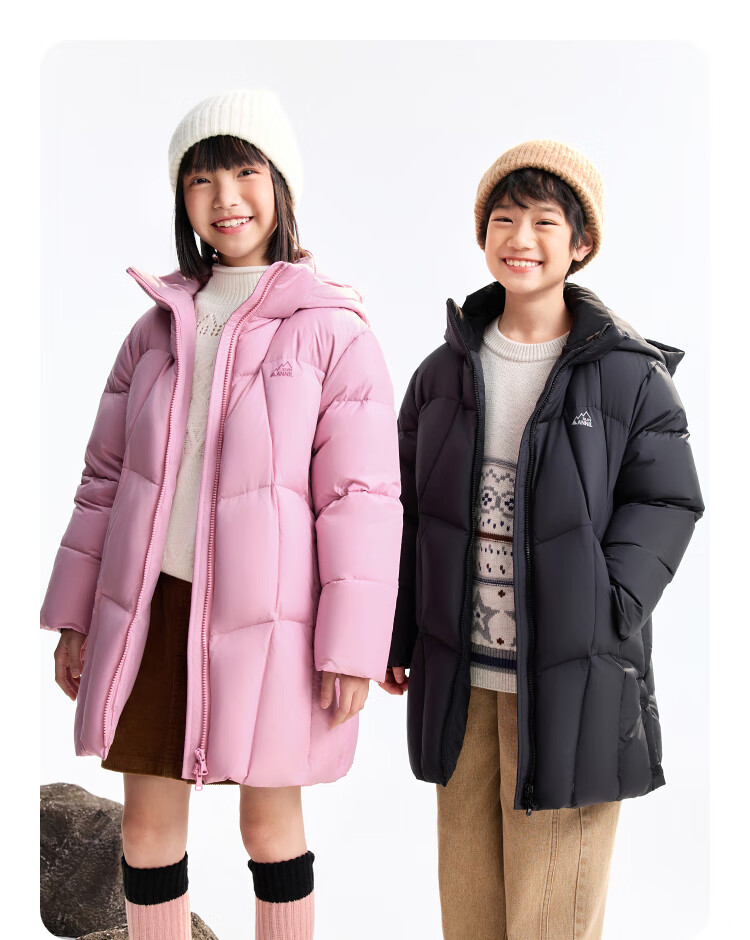 Annil Kids Long Down Jacket for Boys and Girls 2025 Winter New Style Big Kids Artistic Pink 170 8