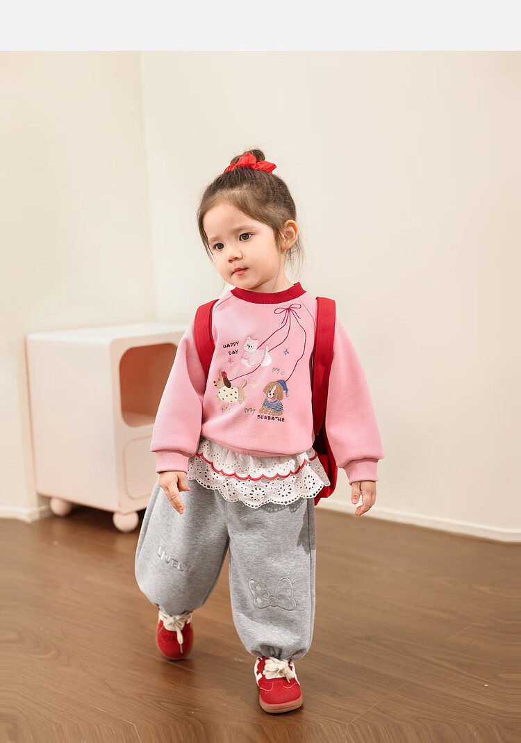 LUSON Little O Dad Baby Girl Toddler Raglan Sleeve Autumn Cartoon Cute Casual Sweatshirt New Year Outfit 16
