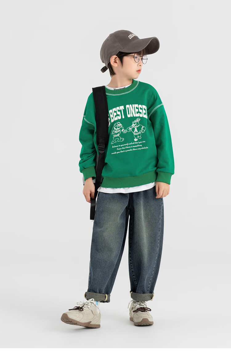 Duoduojia Boys' Casual Sports Sweatshirt, Spring And Autumn 2026 Style, Loose-Fitting Top, Comfortable Autumn Wear, Fashionable Children's Base Layer Pullover 36