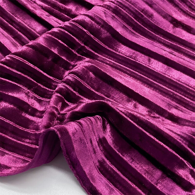 布艺岛 高品质韩国百褶金钻绒丝绒 弹力冰花礼服长裙阔腿裤面料 5