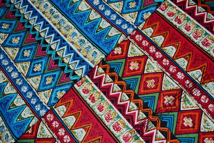 复古民族风仿棉麻布料波西米亚布料印花面料手工diy桌布酒吧新品