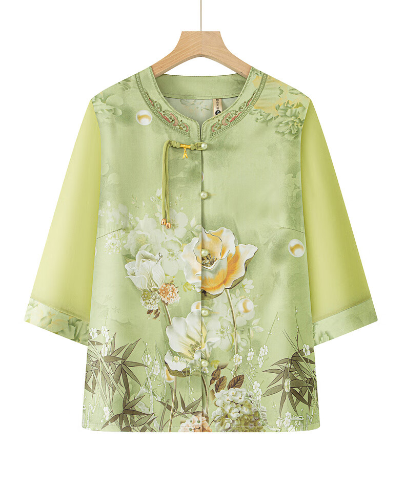 Fengxiao Mom's Summer 2026 New Shirt for 60-70 Year Old Middle-aged and Elderly Grandma New Chinese Style Top 13