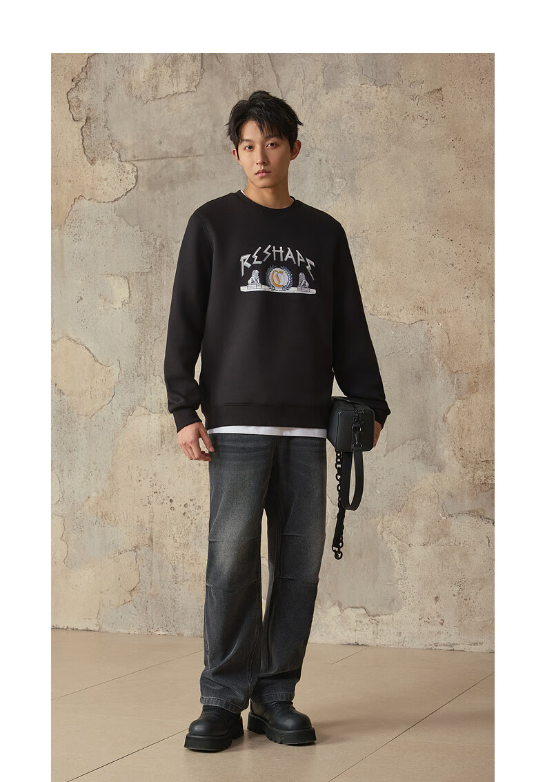 CABBEEN 320G Comfortable Air Layer Sweatshirt with Fortune Stone Lion and Logo Design Autumn Long Sleeve Sweatshirt 7