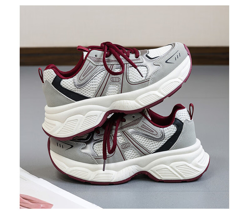 Global Casual 2024 New Mesh Dad Shoes for Women Korean Style Popular Student Shoes Fashionable Versatile Thick-soled Sneakers 16