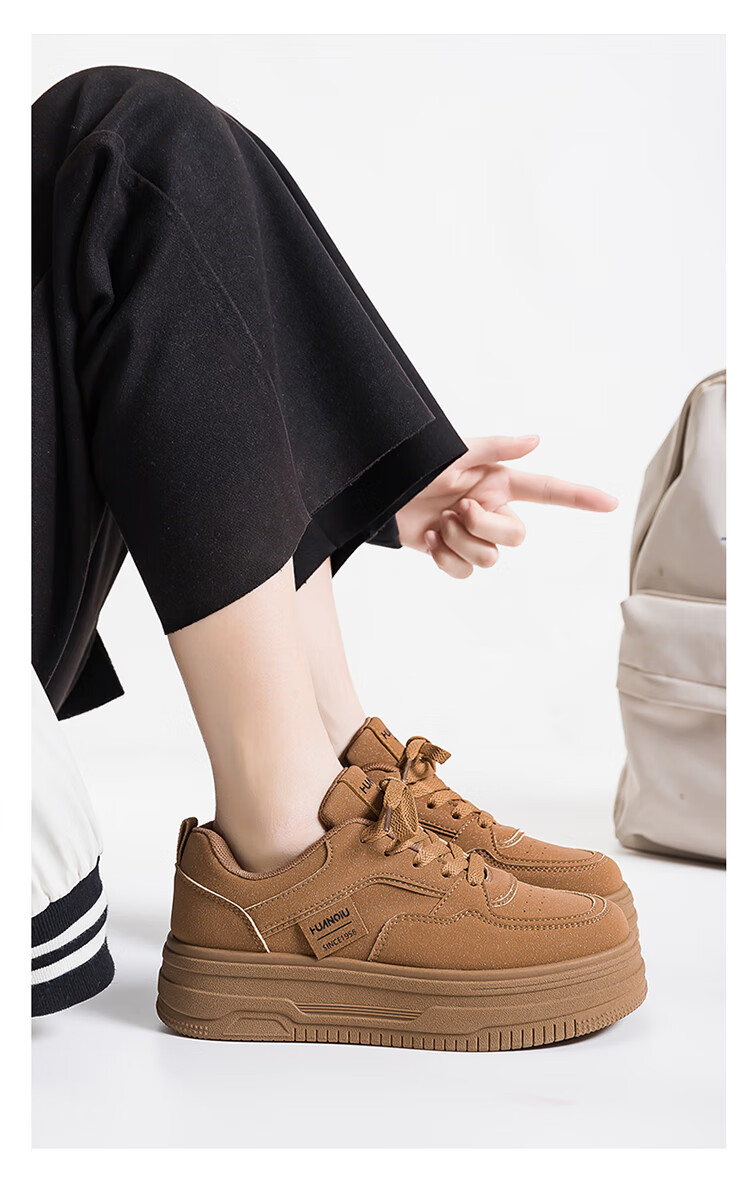 HUANQIU Short Student Lazy Soft-Soled Lightweight Retro Versatile 2026 Spring New Maillard Breathable Sneakers 9