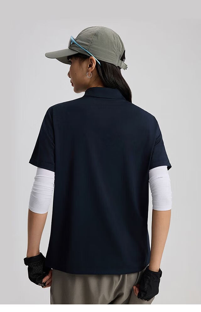 TECTOP Men's Breathable Outdoor Sports Ice Silk Cooling Polo T-Shirt Short Sleeve Cloud Ink Black XL 37