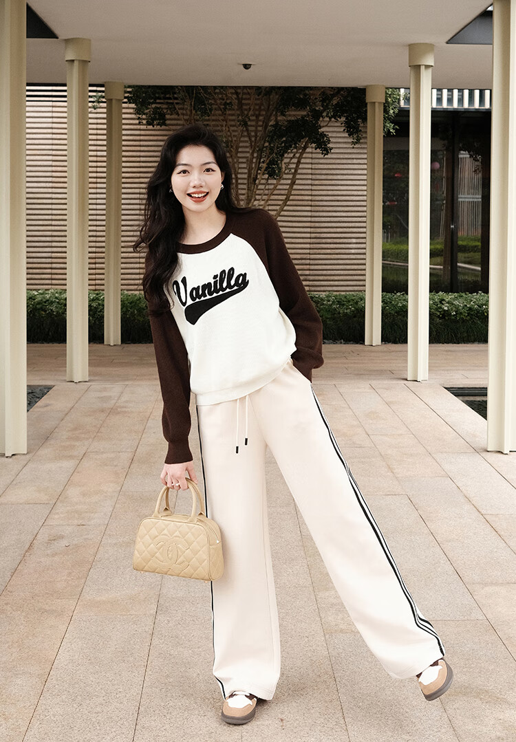 MEIYANG Raw Cheese Casual Pants, Exceptional Skin Feel Air Striped Straight-Leg, Beige Extended Version, S 25