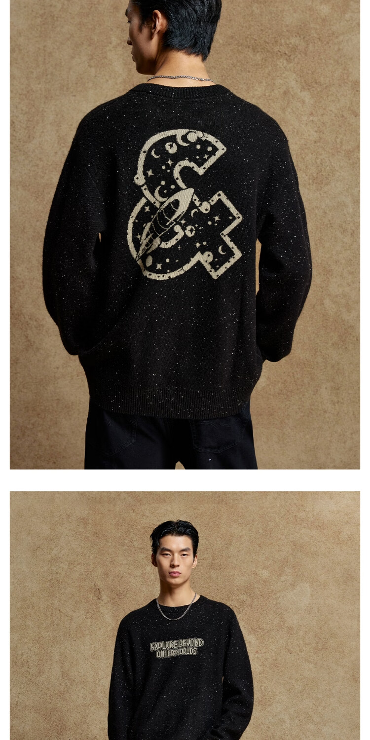 JACK&JONES Men's Casual Loose Fit Multicolor Letter Logo Crew Neck Knit Sweater 225313026 10