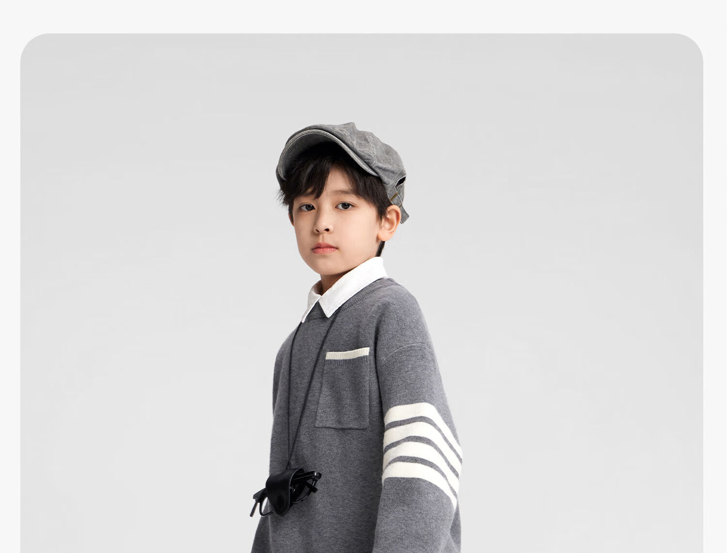 Zuo Xi Boys Sweater Autumn Winter Children's College Style Knitwear 2025 New Big Kids Winter Clothes Gray 130 31