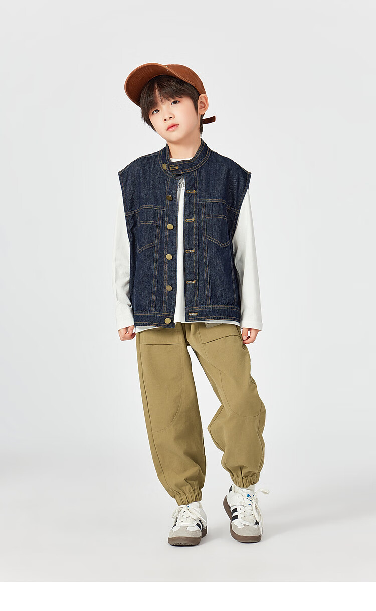 Duoduojia [Loose Wide Fit] Boys' Stylish Denim Vest, Spring And Autumn 2026 Style, for Older Children, Stand-Up Collar, Casual Cardigan Top 14