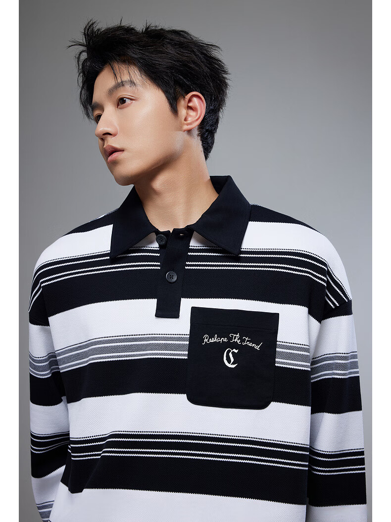 CABBEEN [Textured Striped] Men's Sweatshirt with Creative Patchwork Pocket Design, Skin-Friendly And Breathable Autumn Long-Sleeve Sweatshirt 2