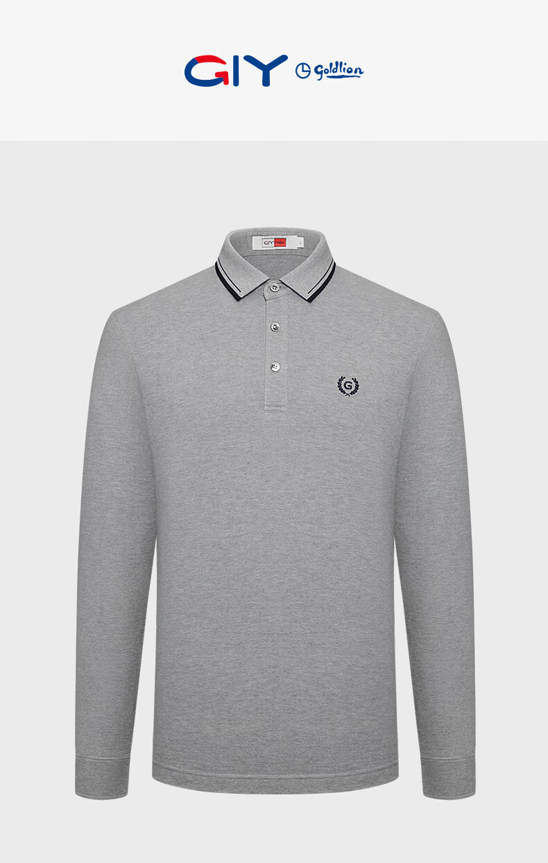 Goldlion GY Men's Long Sleeve Polo Shirt Autumn Winter Collar Innerwear TLF0052-NH112 Dark Gray XL 1