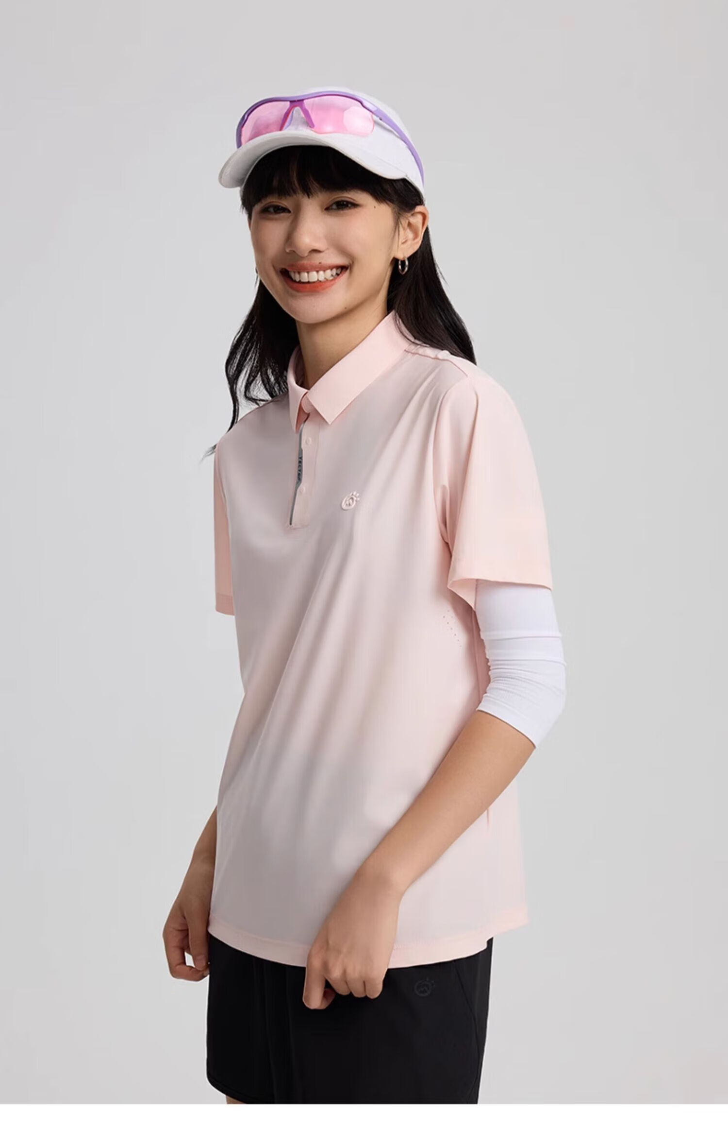 TECTOP Women's Dawn Gray Quick-Dry Short Sleeve Polo Shirt Summer Sun Protection Ice Silk Cooling S 30