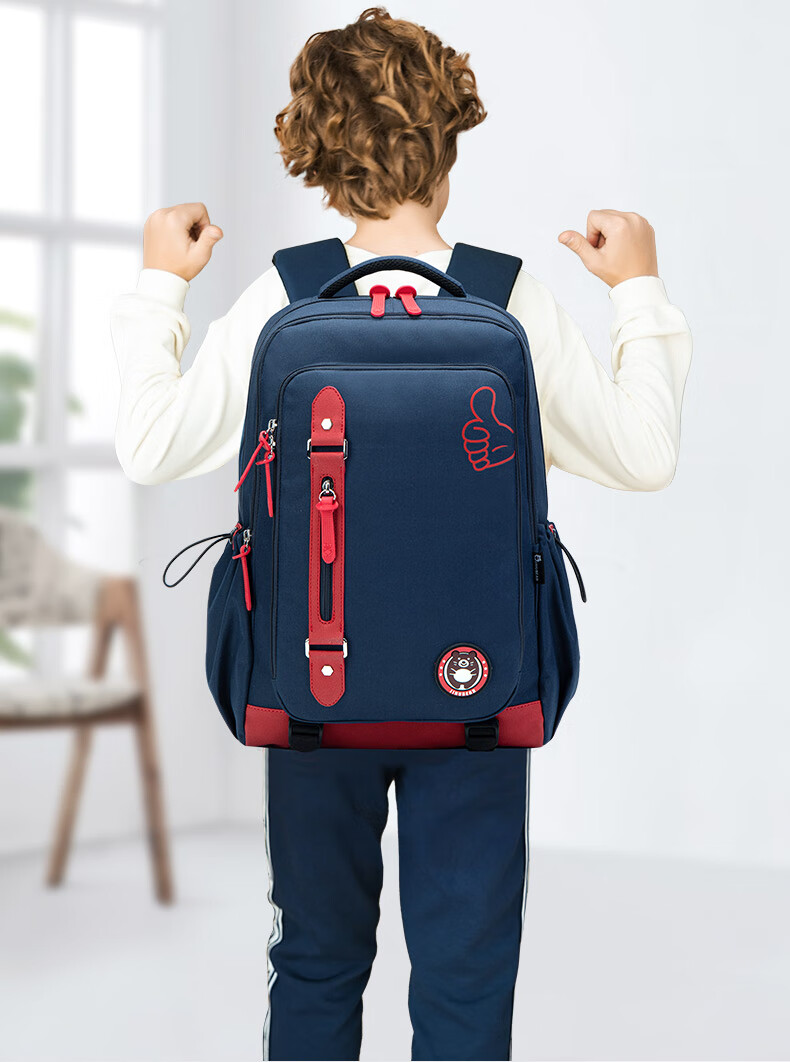 Almost Bear Middle School Student Backpack Boys Lightweight Load-Reducing Spine Protection Elementary School Girls Multi-Compartment Large Capacity Backpack for Grades 3 to 6 3
