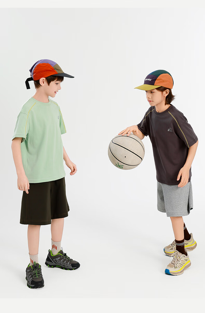 BANDOCIN Boys' Summer Short-Sleeve T-Shirt, 2026 New Style for Older Children, Sports Quick-Dry Top, Twilight Purple-Gray, Size 120 16