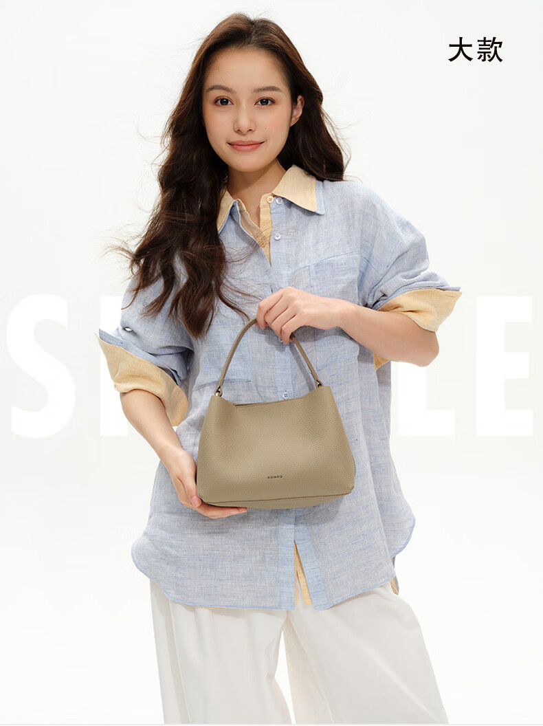 HONGU Women's Handbag, High-Quality Cowhide Leather Shoulder Tote Crossbody Bucket Bag, Ladies' Purse, Birthday Gift for Girlfriend 4