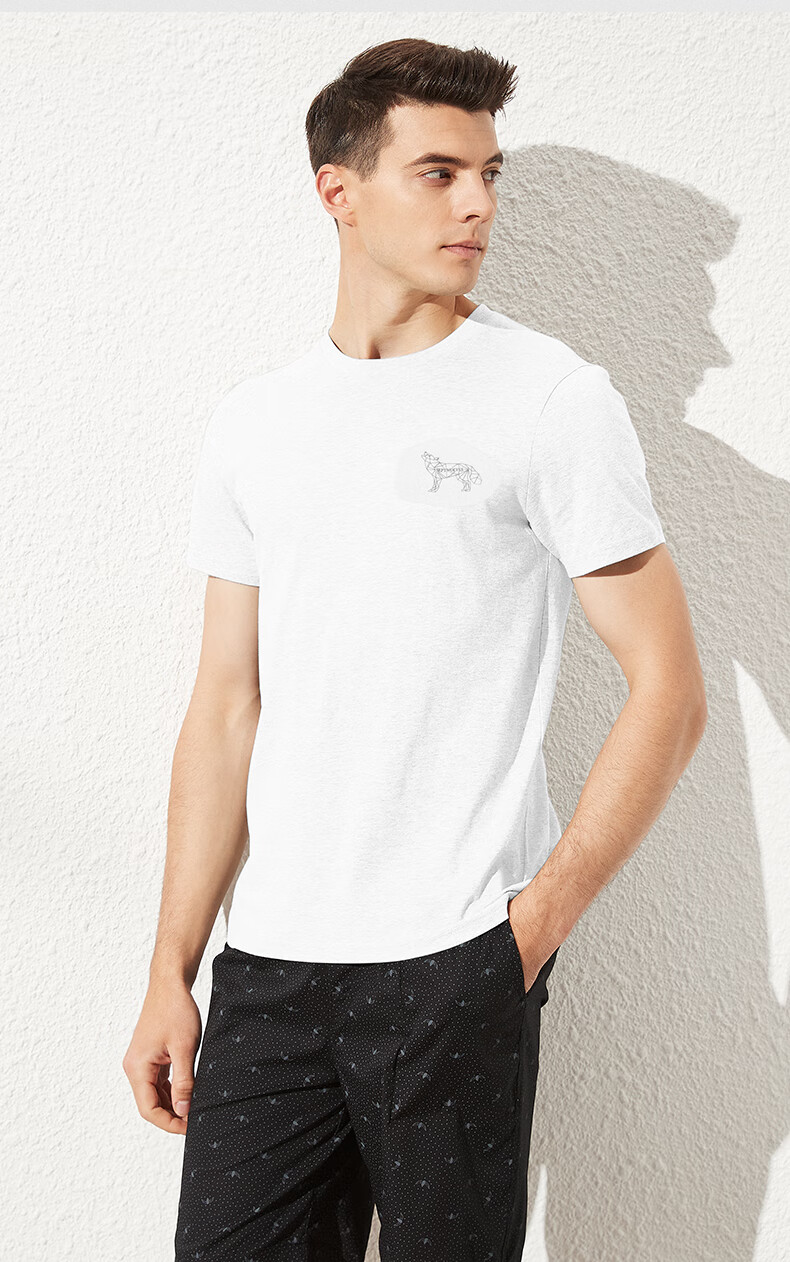 Seven Wolves Men's Short Sleeve T-Shirt Summer 100% Cotton Geometric Wolf Print Sportswear Base Shirt 3