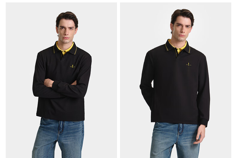 Biyinlefen Plaid Texture 2025 Autumn New Casual Versatile Commuter Men's Long Sleeve Polo Shirt 6