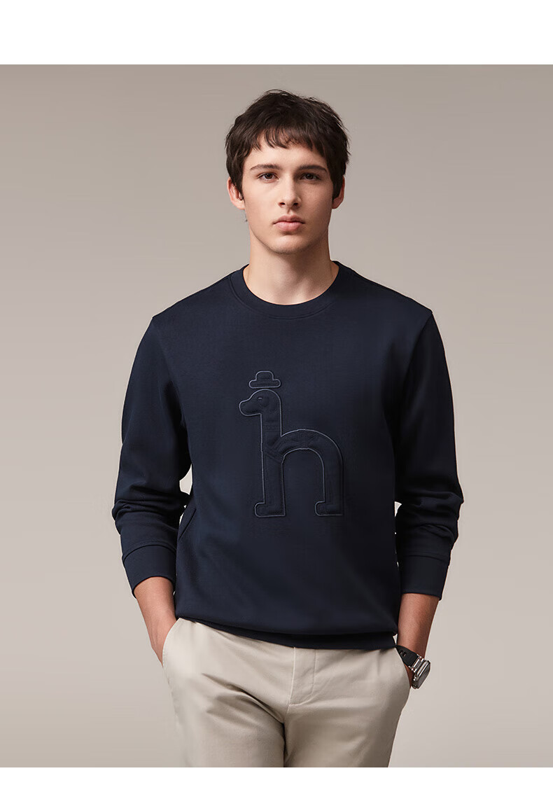 HAZZYS Men's Long-Sleeve Clothing, Casual Men's Top, Round Neck Sweatshirt for Men, ABTZE0CCF02, Camel Color, Size M 5