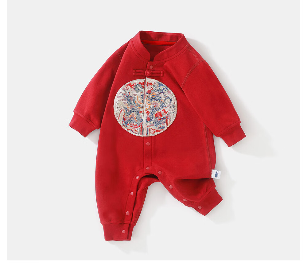 DUUDUU Baby Romper Traditional Chinese New Year Outfit Infant One-piece Red 90cm 2