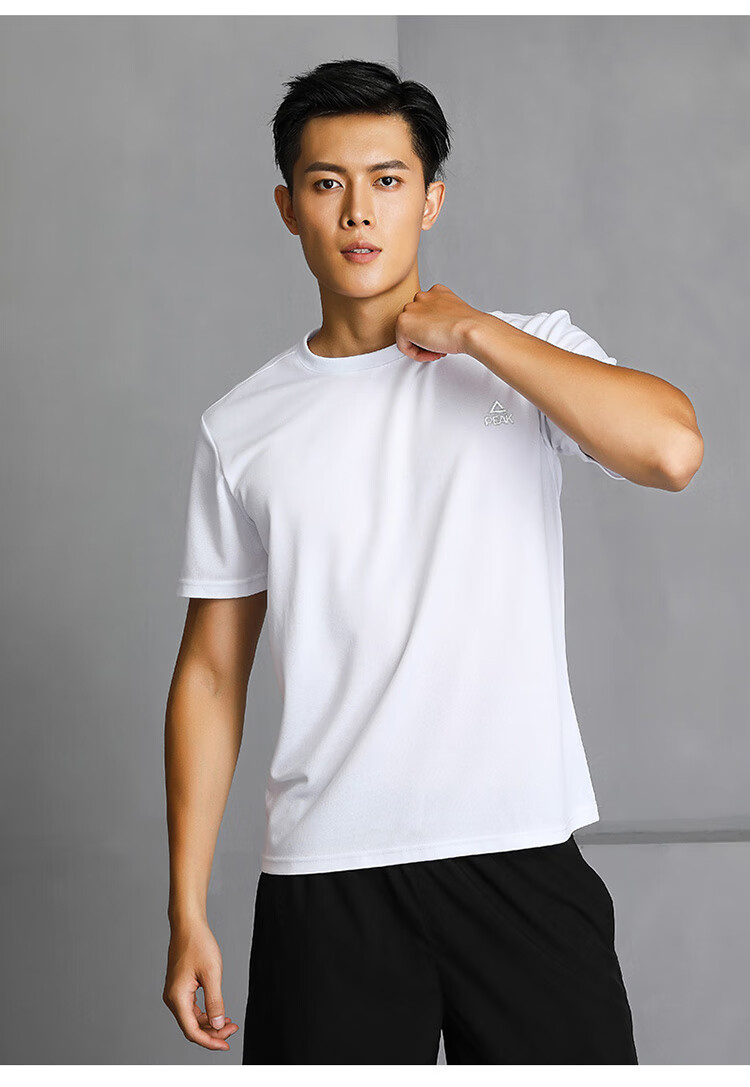 PEAK Men's Short-Sleeve Quick-Dry T-Shirt, Summer Breathable Running Fitness Wear, Sports Sweat-Wicking Casual Morning Jog Badminton Outfit 7