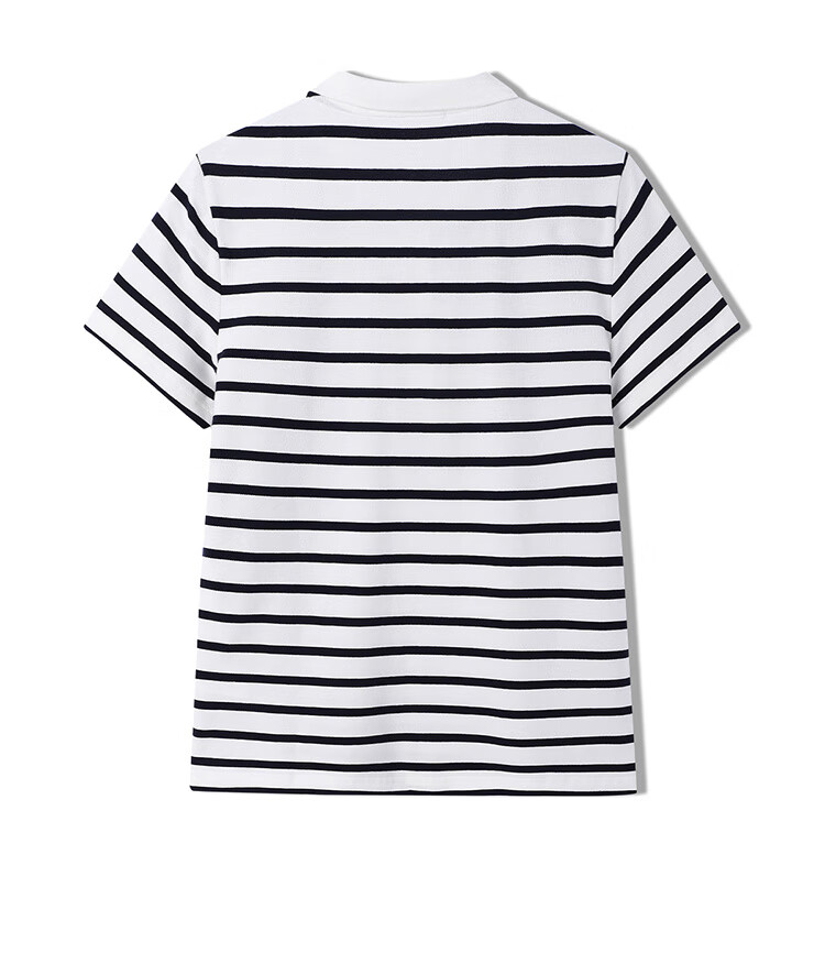 ELLE ACTIVE Vintage Striped Polo Shirt Women's Sports Casual Simple Versatile Comfortable Short Sleeve T-Shirt White/Navy XL 12