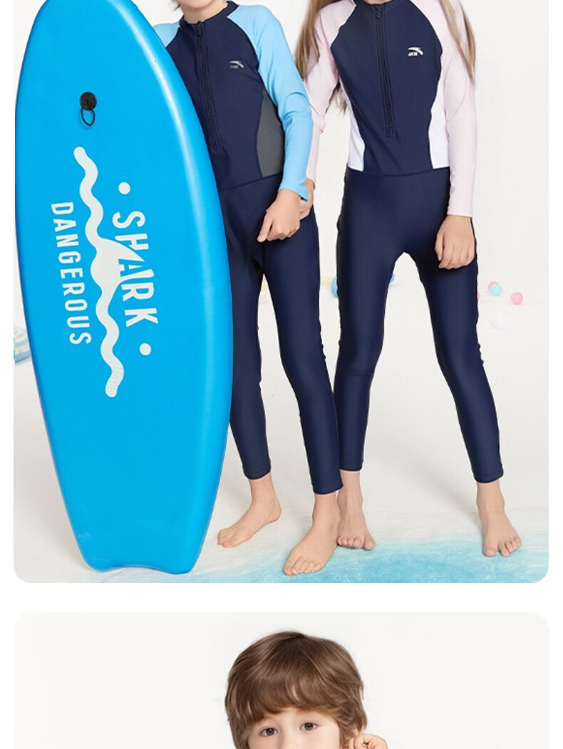 Anta Kids One-Piece Swimsuit New Long Sleeve Boys Girls Sun Protection Professional Training Swimwear for Girls Size 150 16
